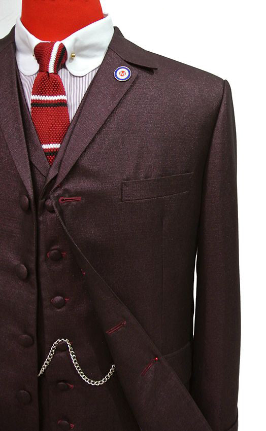 Burgundy Tonic 3 Piece Suit Front