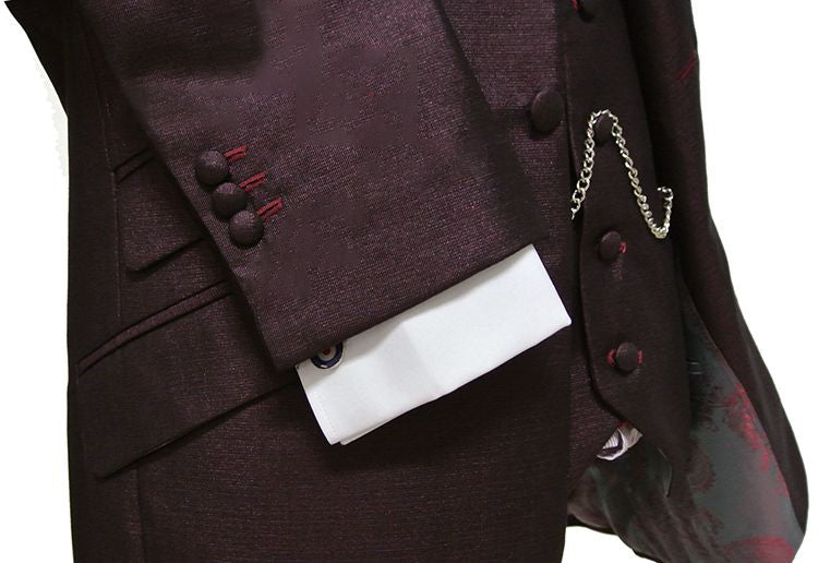 Burgundy Tonic 3 Piece Suit  Cuff