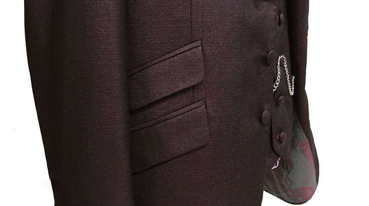 Burgundy Tonic 3 Piece Suit Pocket