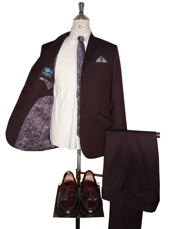 Burgundy and Black Two Tone Suit