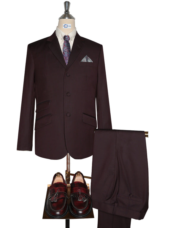 Burgundy and Black Two Tone Suit