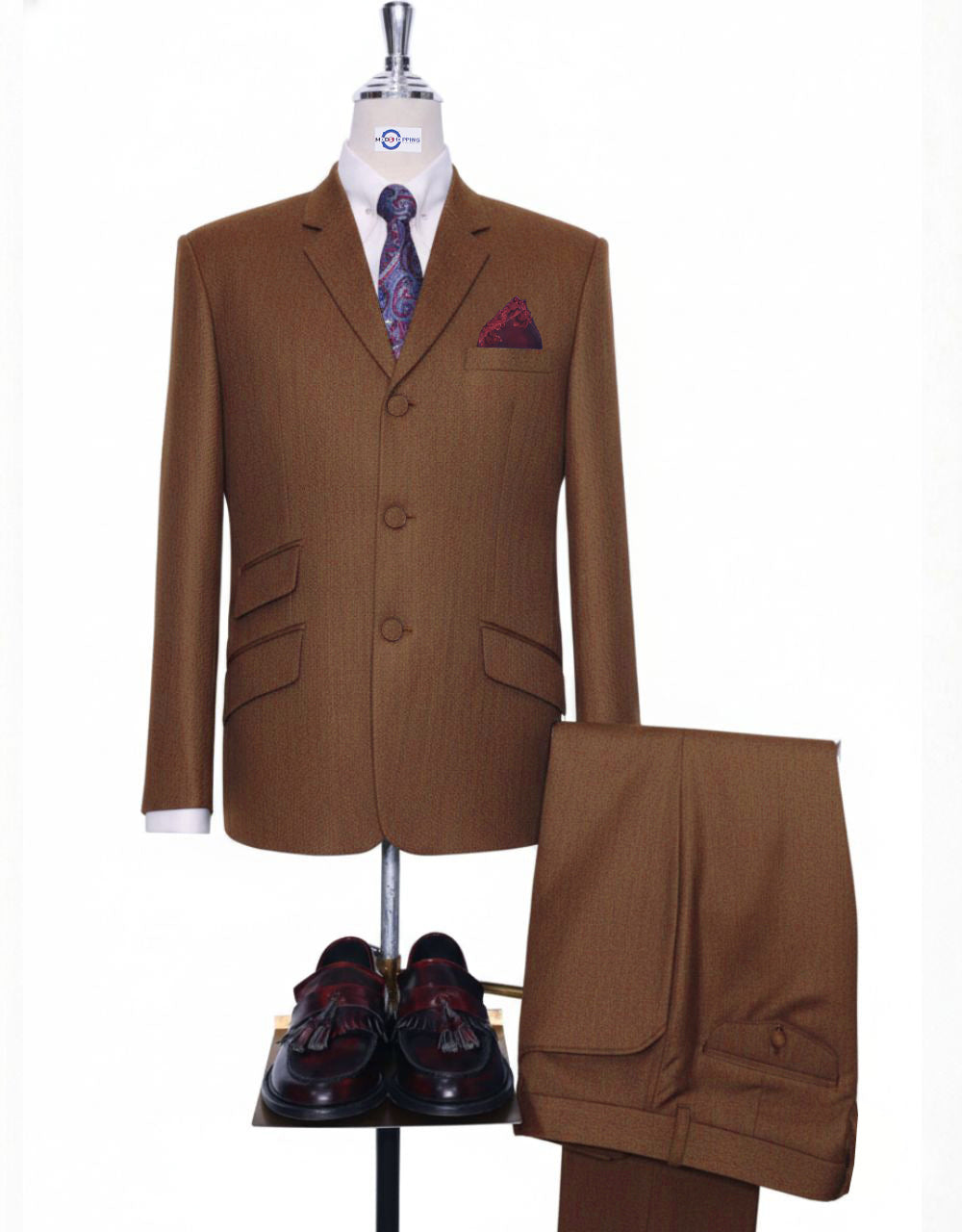 Burnt Orange & Black Two Tone Suit for Men | Tailored 1960s Style