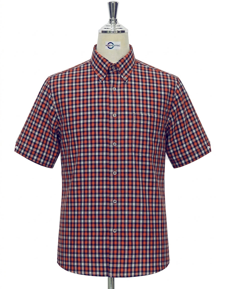 Burnt Orange Check Short Sleeve Shirt