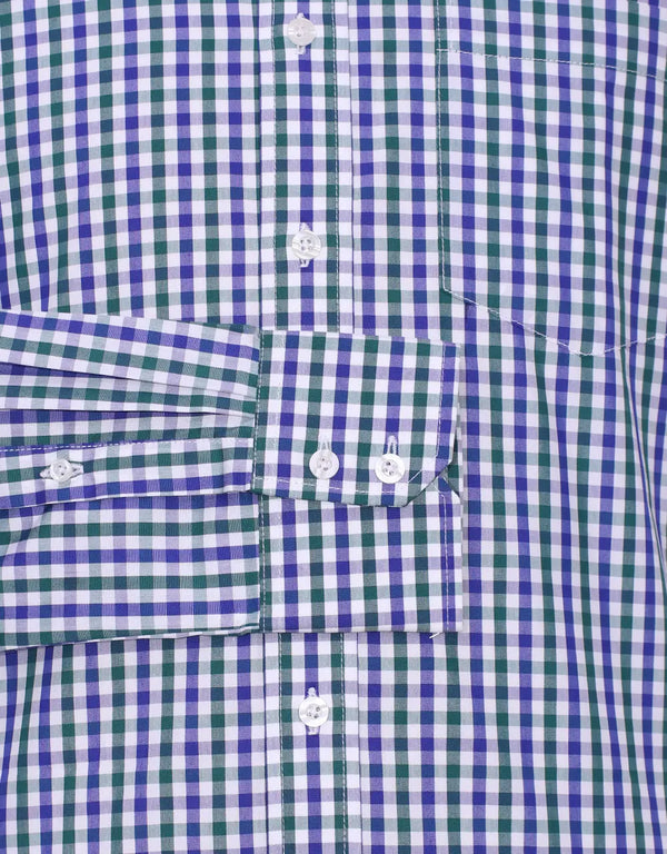 Button Down Shirt - Blue And Green Gingham Check Shirt Modshopping Clothing