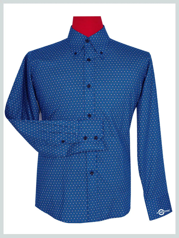 Button Down Shirt - Blue Dot Shirt Modshopping Clothing