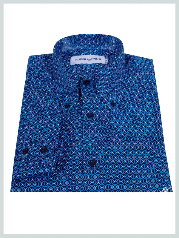 Button Down Shirt - Blue Dot Shirt Modshopping Clothing