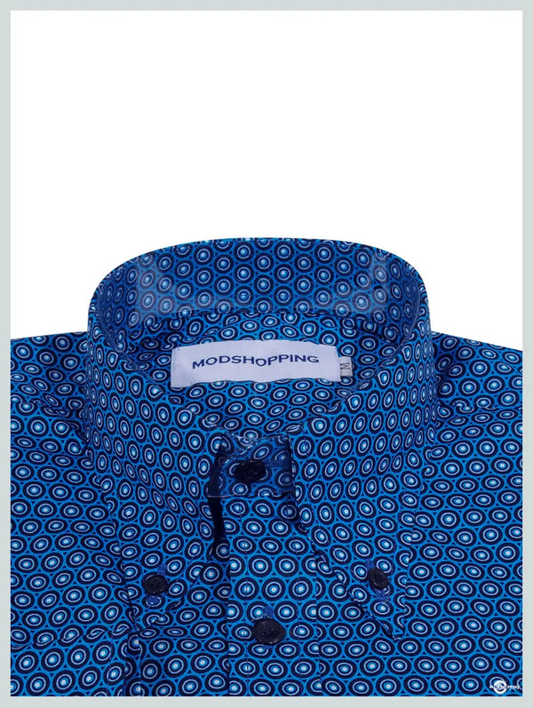 Button Down Shirt - Blue Dot Shirt Modshopping Clothing