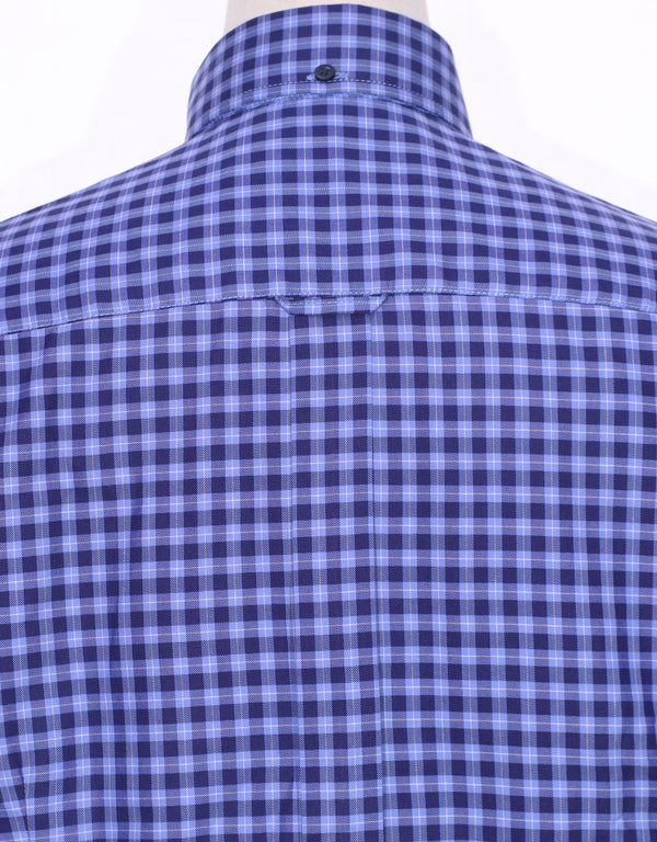 Button Down Shirt - Blue Gingham Check Shirt Modshopping Clothing