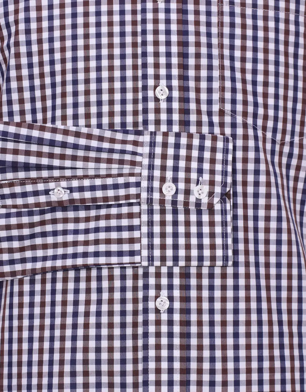 Button Down Shirt - Brown And Navy Blue Gingham Check Shirt Modshopping Clothing
