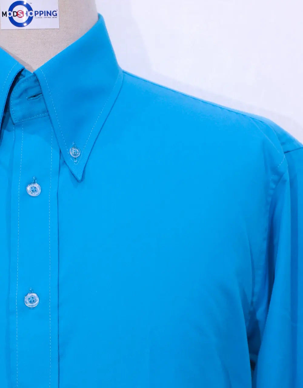 Button Down Shirt - Deep Sky Blue Shirt Modshopping Clothing
