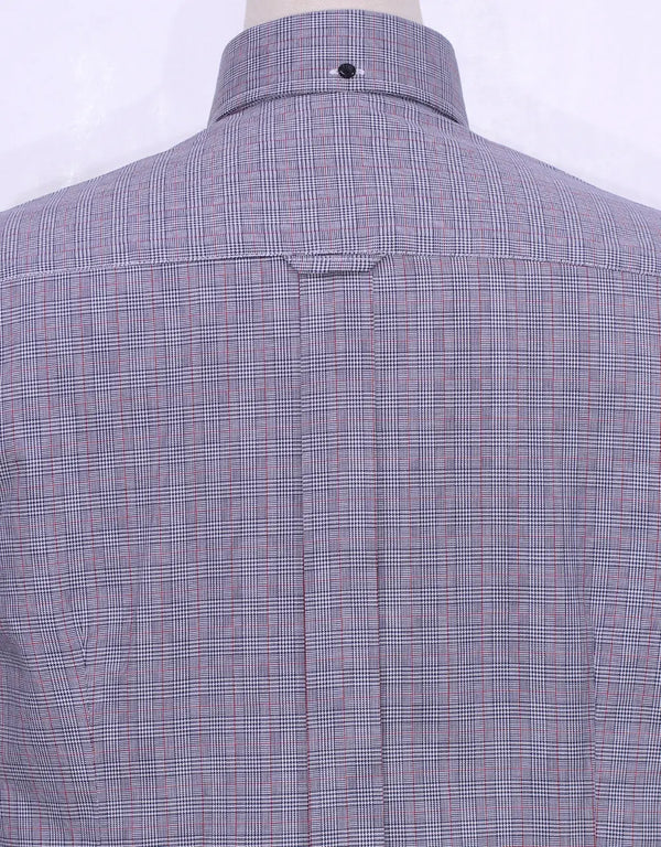Button Down Shirt - Grey Prince Of Wales Check Shirt Modshopping Clothing