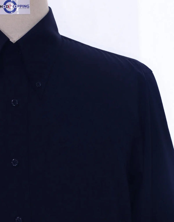 Button Down Shirt - Navy Blue Shirt Modshopping Clothing