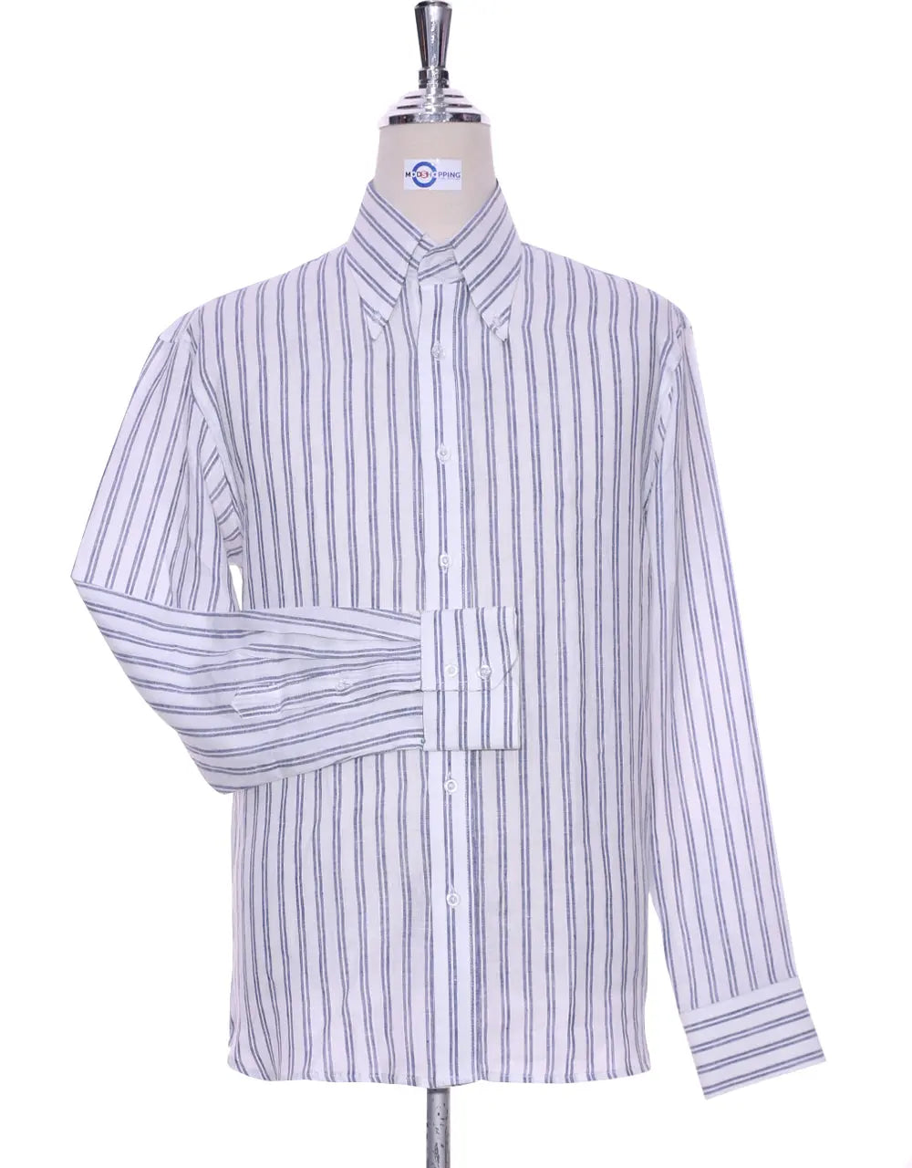 NAVY BLUE BUTTON SHIRT WITH BROWN FLAPPER