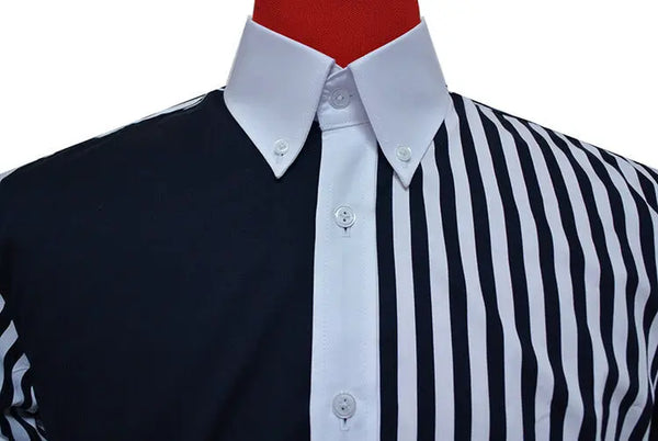 Button Down Shirt - Navy Blue and White Mod Shirt Modshopping Clothing