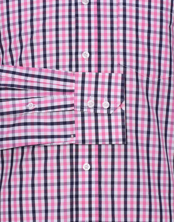 Button Down Shirt - Pink And Black Windowpane Check Shirt Modshopping Clothing
