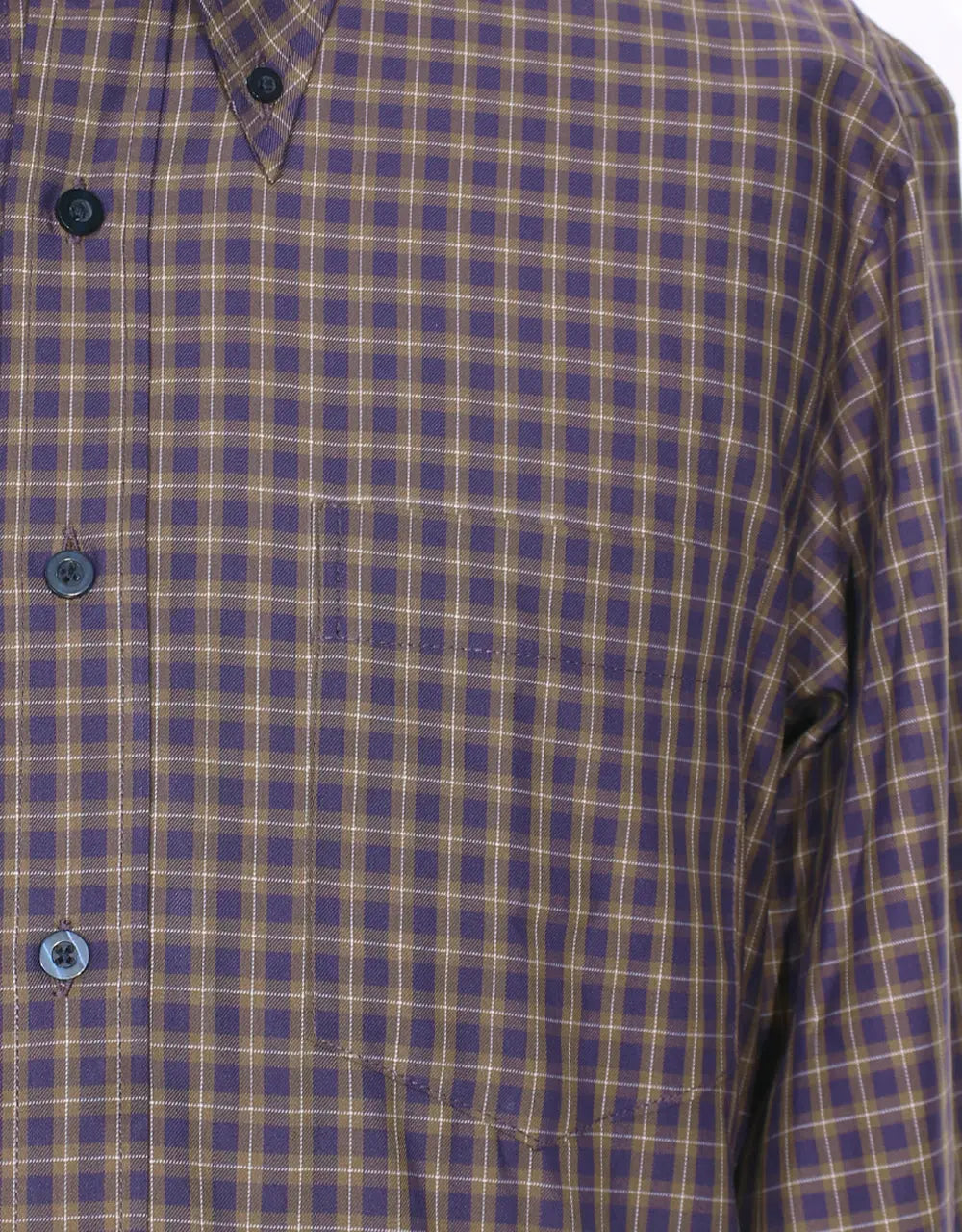 Button Down Shirt - Purple And Khaki Gingham Check Shirt Modshopping Clothing