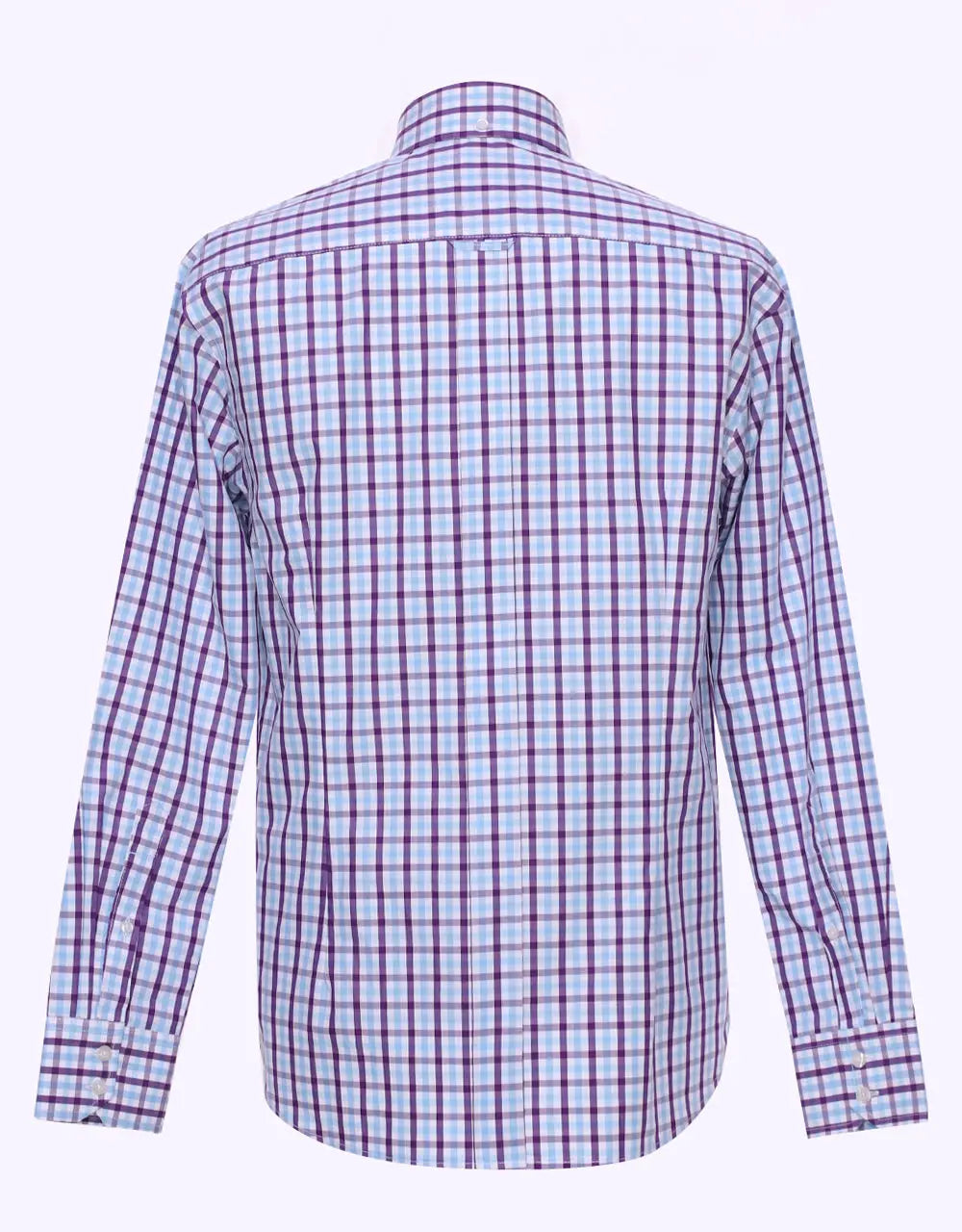 Button Down Shirt - Purple And Light Sky Windowpane Check Shirt Modshopping Clothing