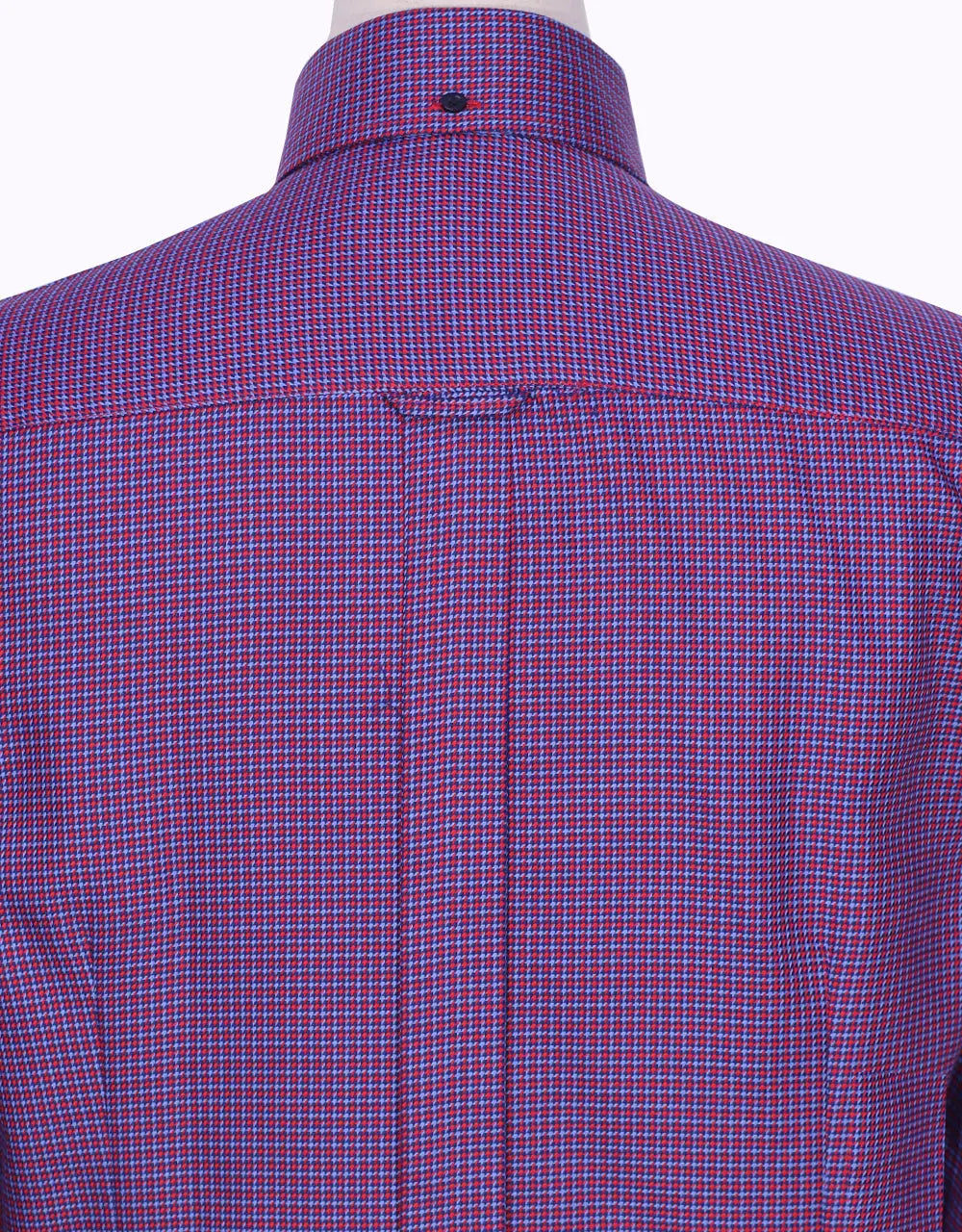 Button Down Shirt - Red and Blue Houndstooth Shirt Modshopping Clothing