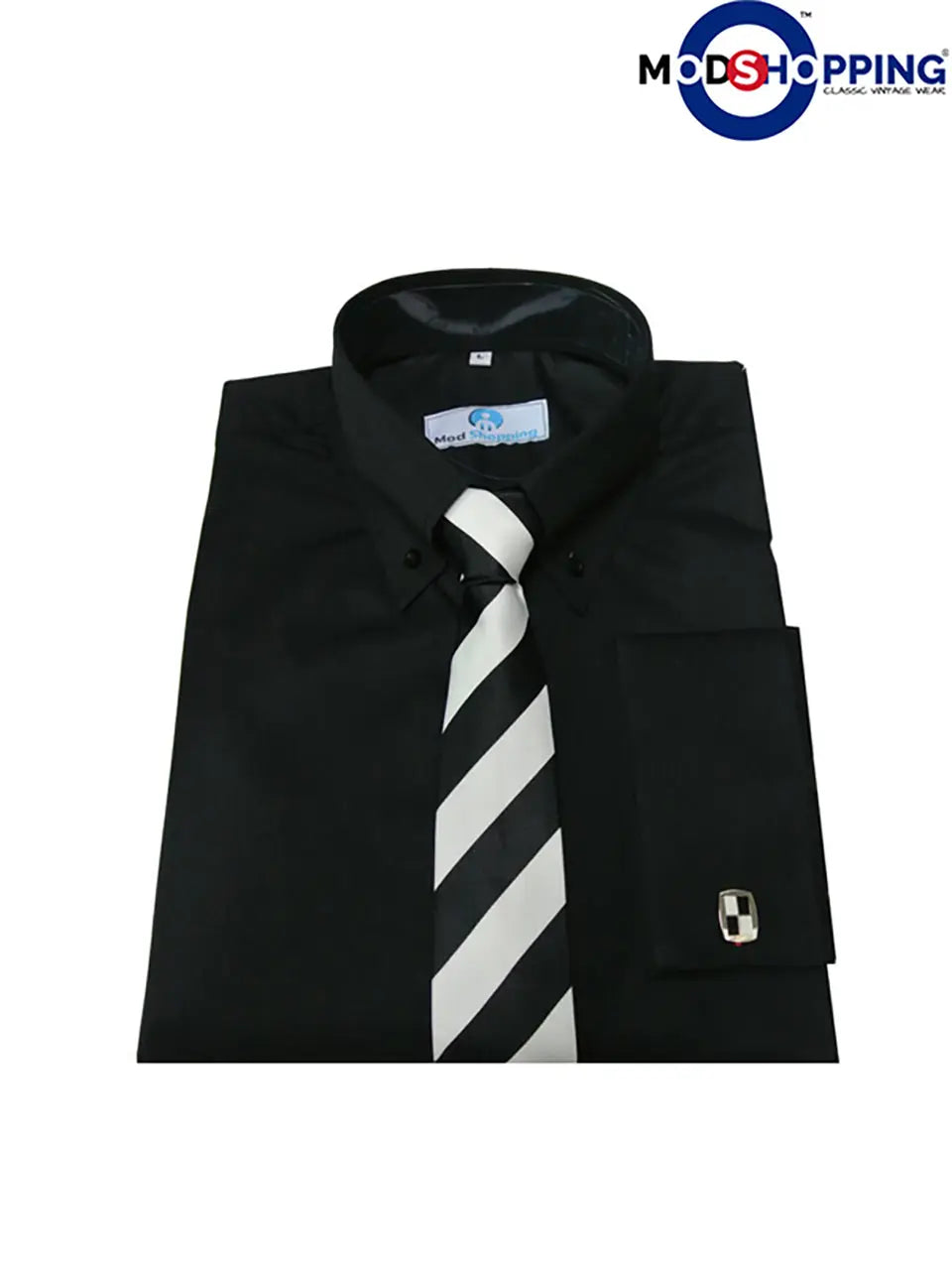 Button Down Shirt - Vintage Black Formal Shirt Modshopping Clothing