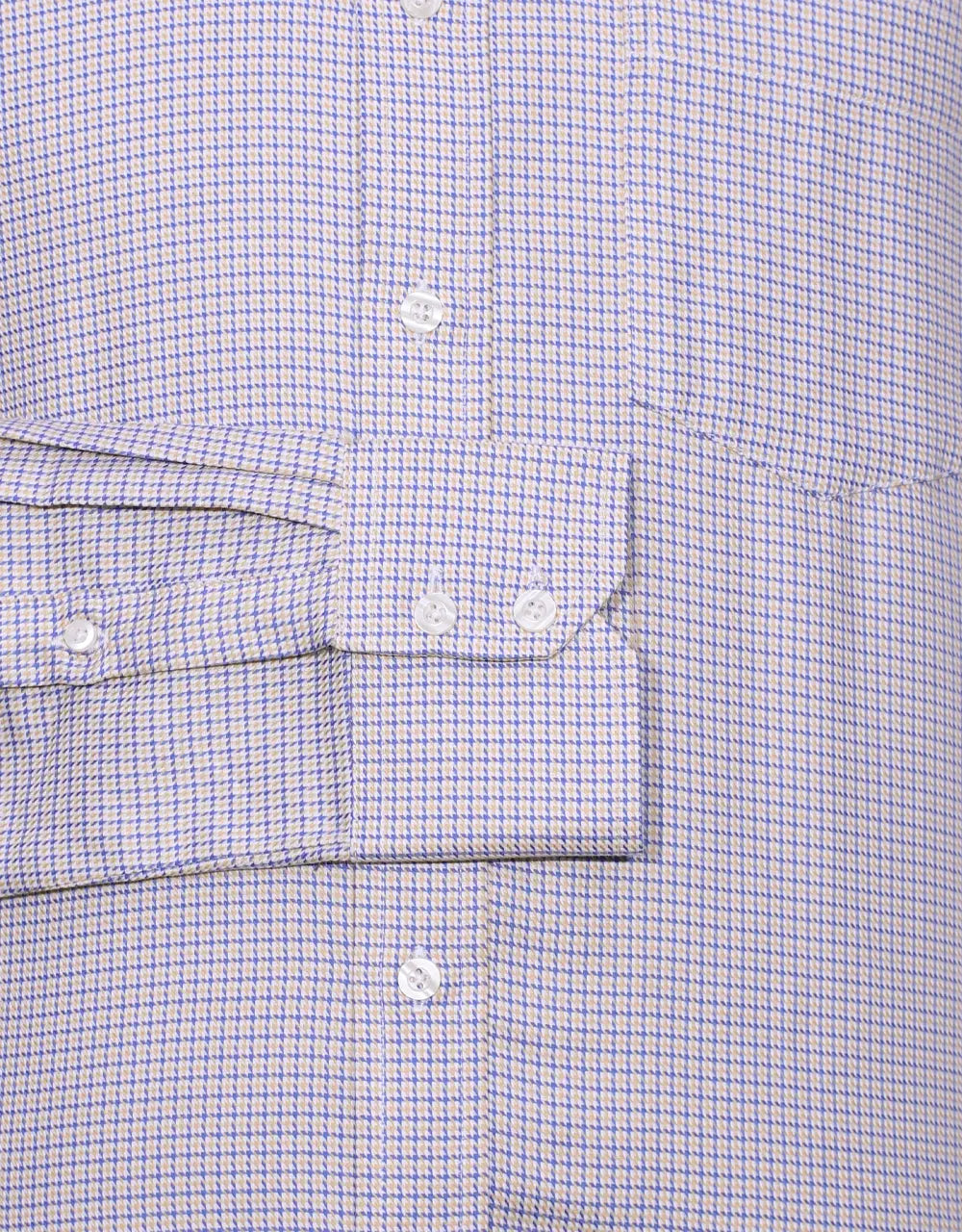 Button Down Shirt - Yellow and Blue Houndstooth Shirt Modshopping Clothing