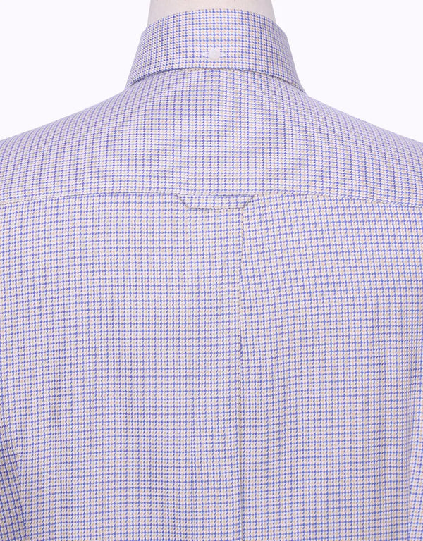 Button Down Shirt - Yellow and Blue Houndstooth Shirt Modshopping Clothing