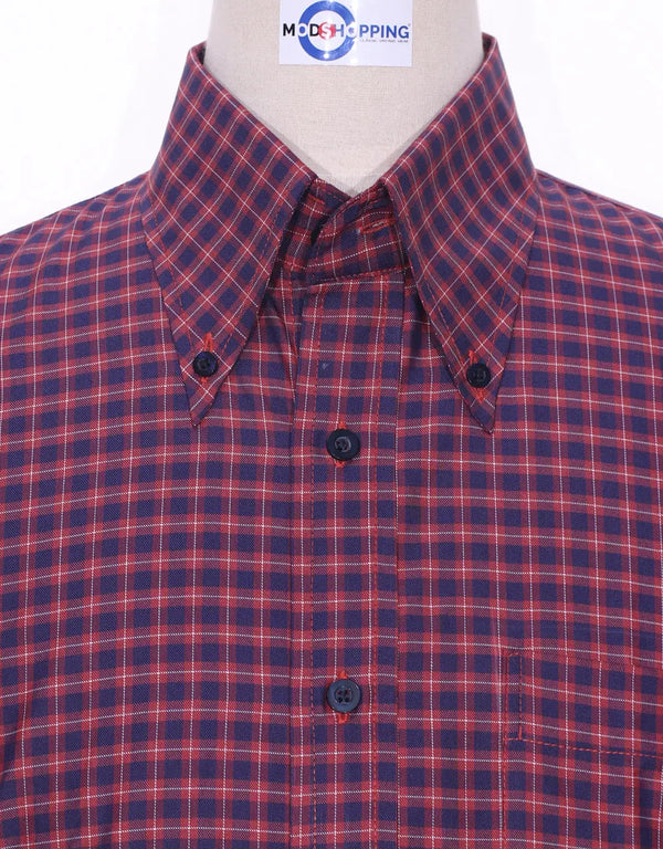 Button Down Shirt Red And Navy Gingham Check Shirt Modshopping Clothing