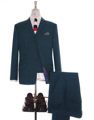 Charcoal Green Glen Plaid 3 Piece Suit Modshopping Clothing