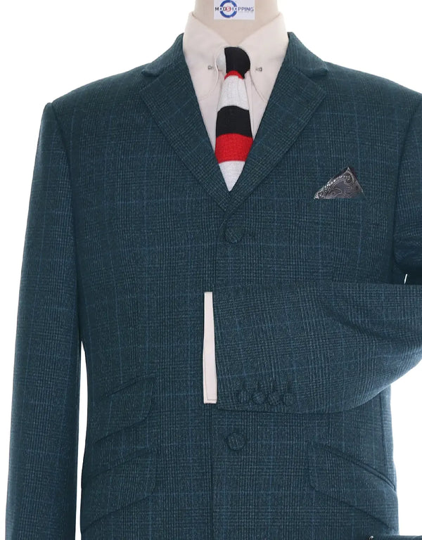 Charcoal Green Glen Plaid 3 Piece Suit Modshopping Clothing