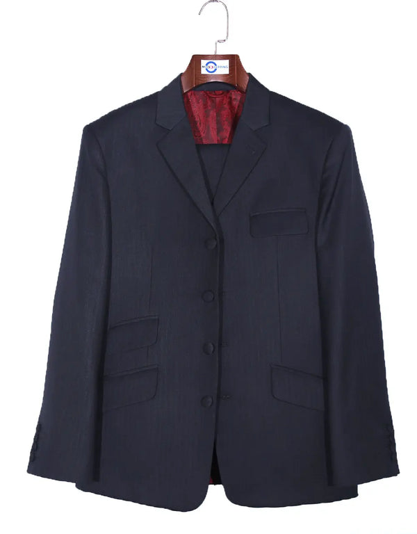 Charcoal Grey Herringbone 4 Button Suit Modshopping Clothing