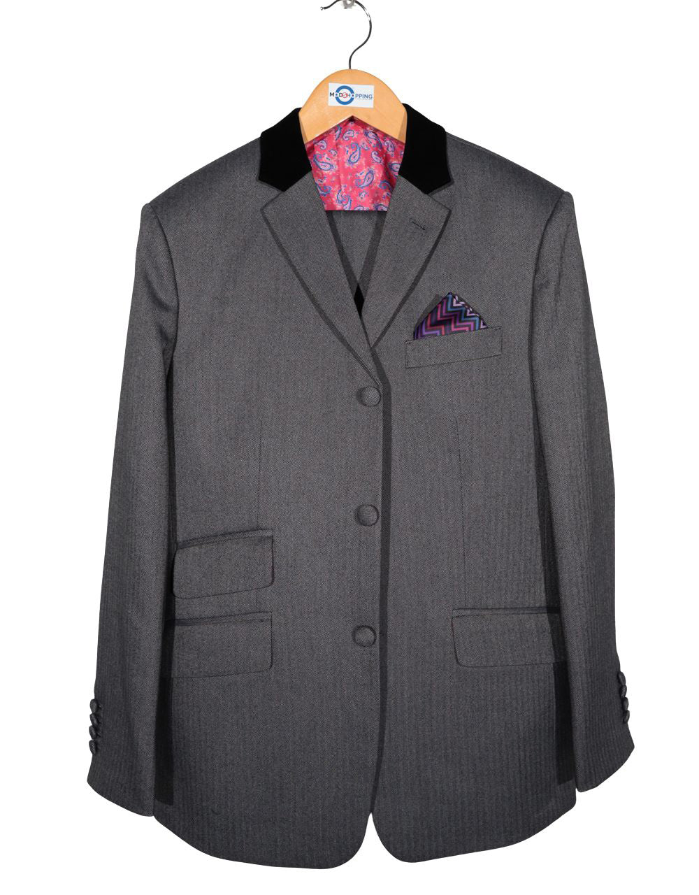 Mod & Vintage-Style Herringbone 3-Piece Suits