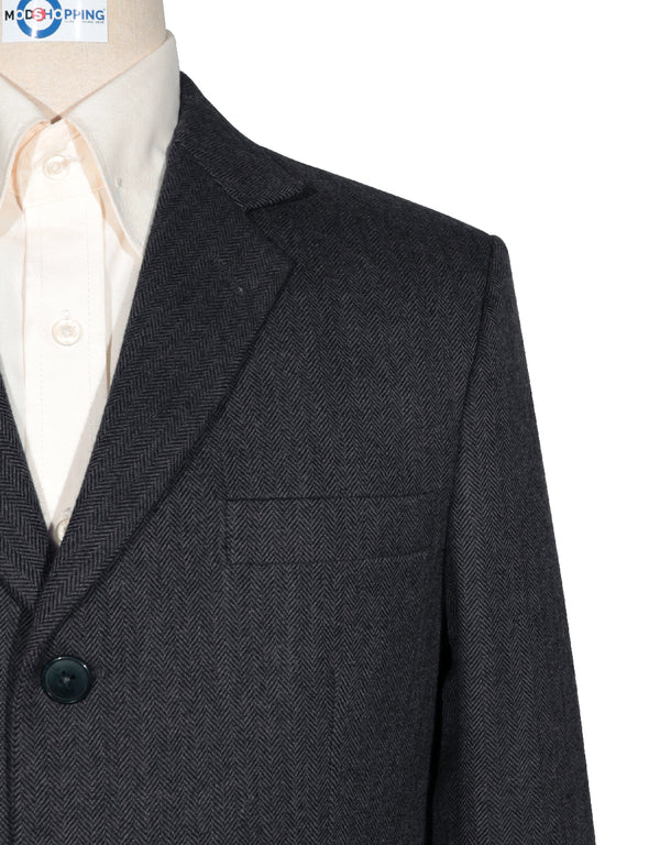 Tweed Jacket | Charcoal Grey Herringbone Tweed Jacket