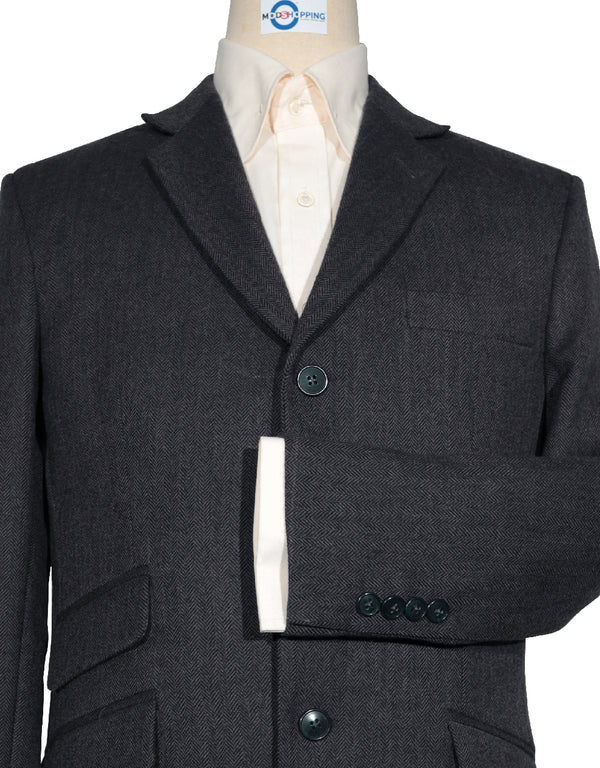 Tweed Jacket | Charcoal Grey Herringbone Tweed Jacket