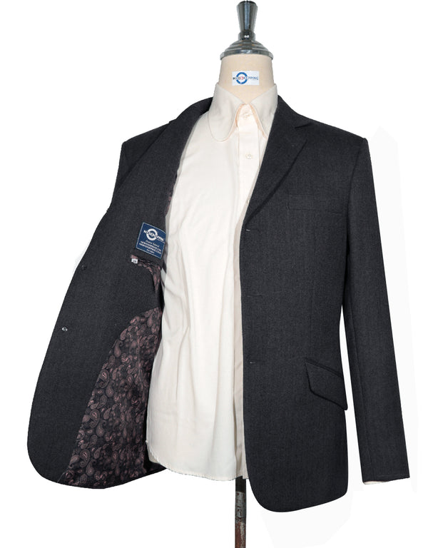 Tweed Jacket | Charcoal Grey Herringbone Tweed Jacket