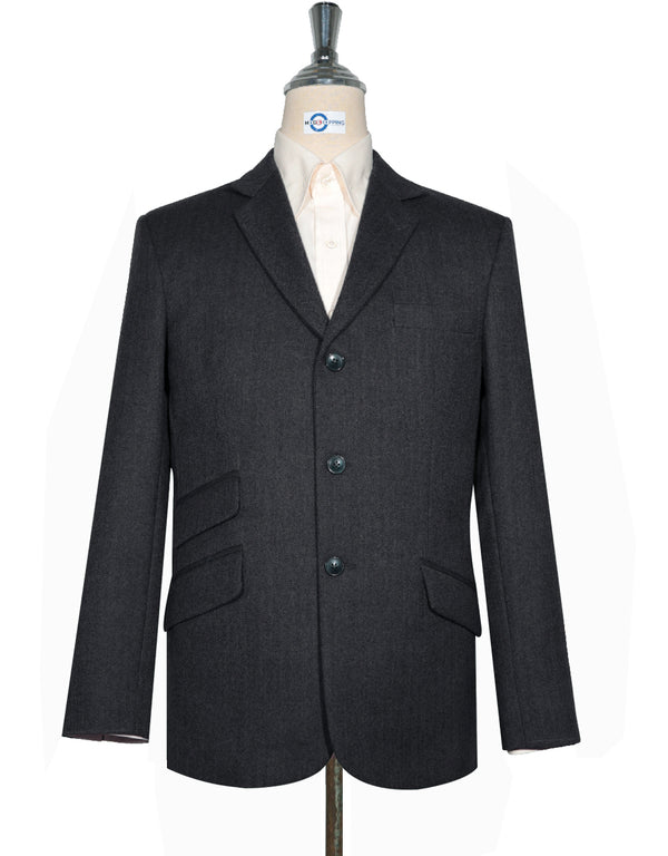 Tweed Jacket | Charcoal Grey Herringbone Tweed Jacket