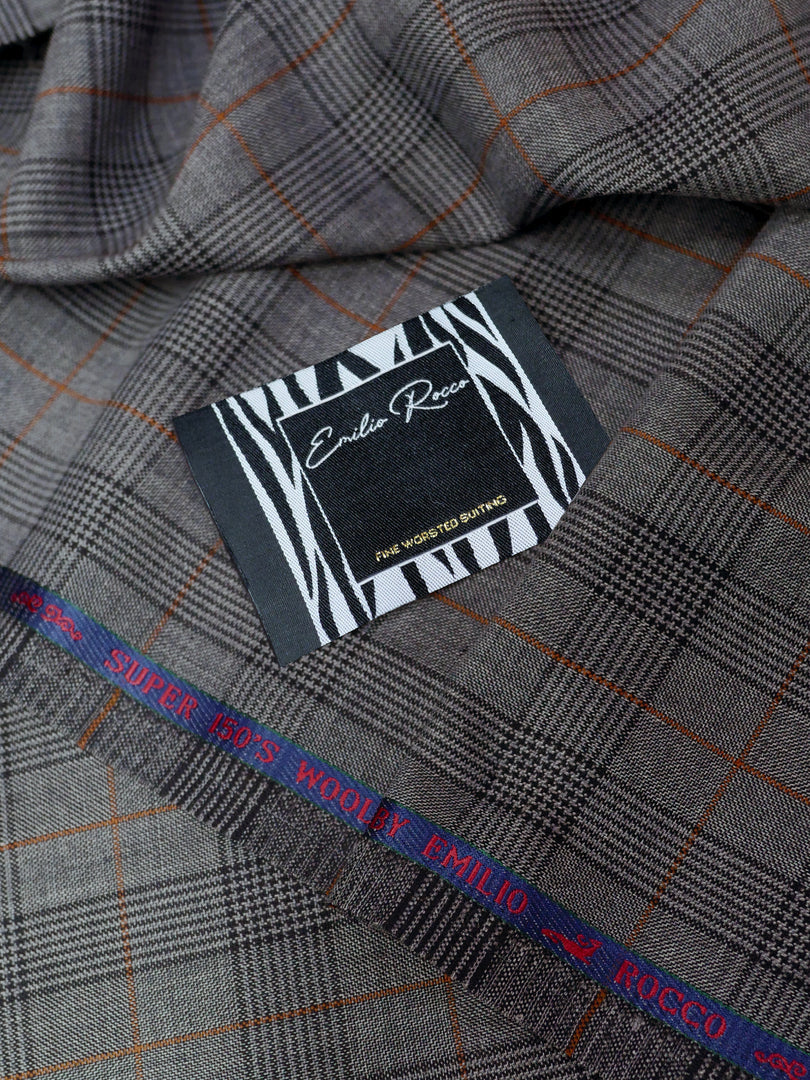 Grey & Burnt Orange Prince of Wales Check Suit