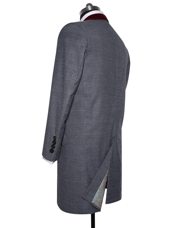 Long Overcoat | Charcoal Grey Prince of Wales Check Tweed Overcoat