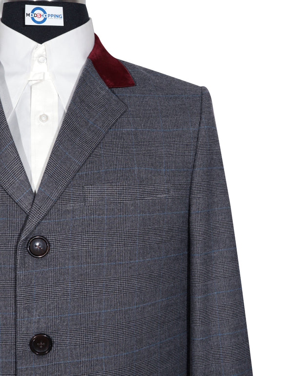 Long Overcoat | Charcoal Grey Prince of Wales Check Tweed Overcoat