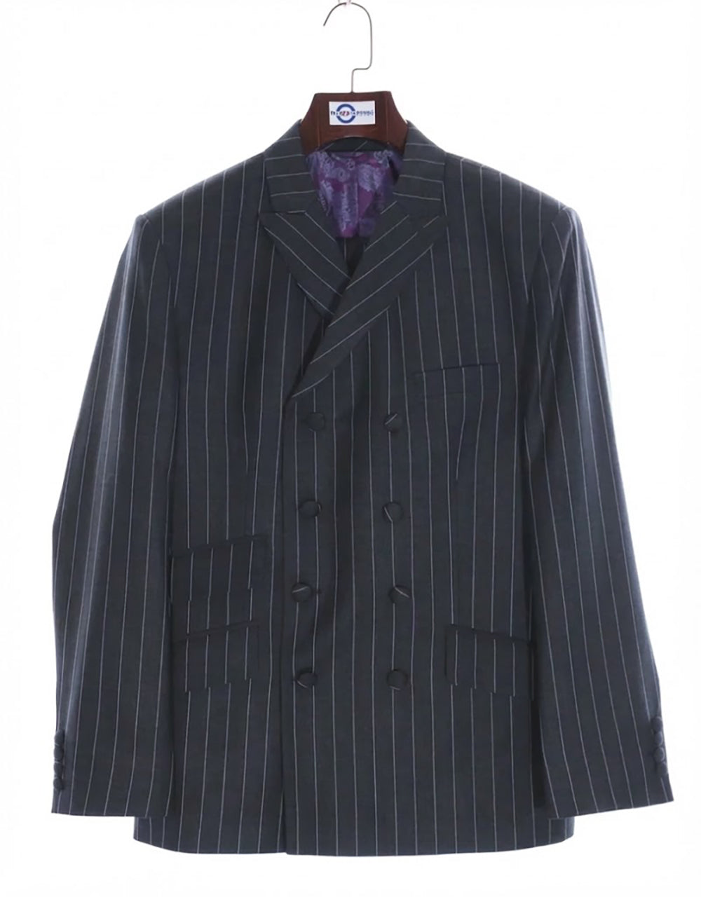 Charcoal Grey Striped Double Breasted Suit