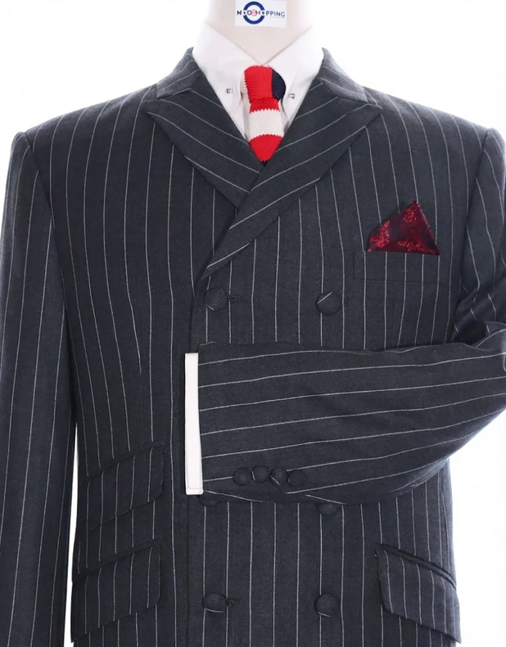 Charcoal Grey Striped Double Breasted Suit