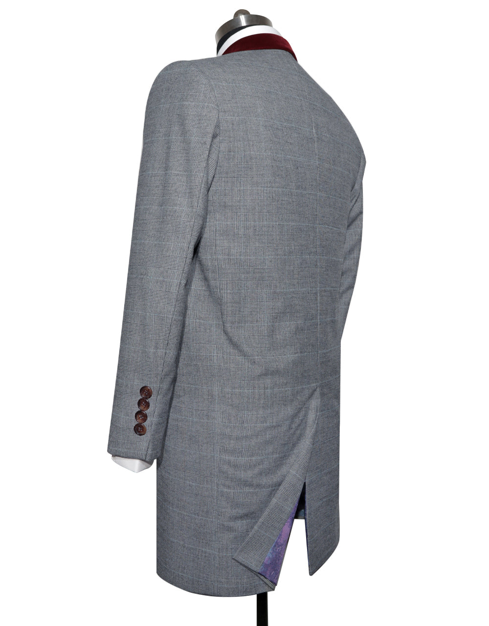 Long Overcoat | Light Grey Prince of Wales Check Tweed Overcoat