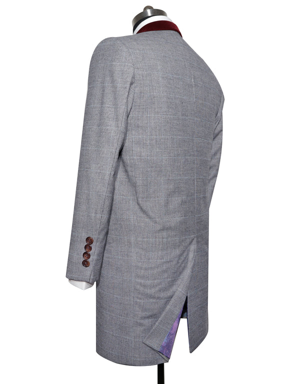 Long Overcoat | Light Grey Prince of Wales Check Tweed Overcoat