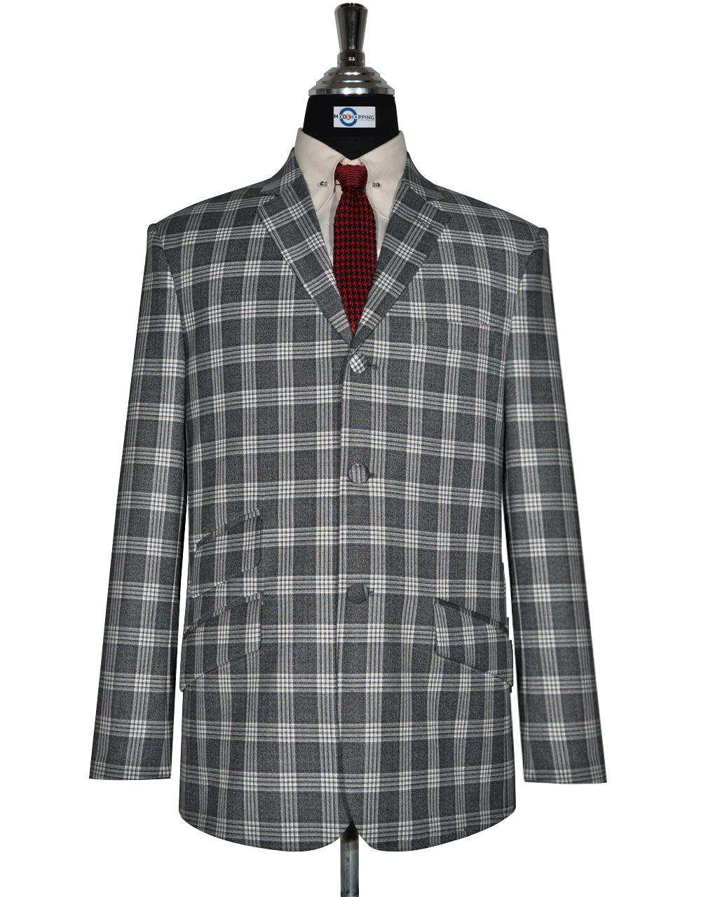 Charcoal Grey and White Tartan Check Jacket