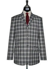 Charcoal Grey and White Tartan Check Jacket