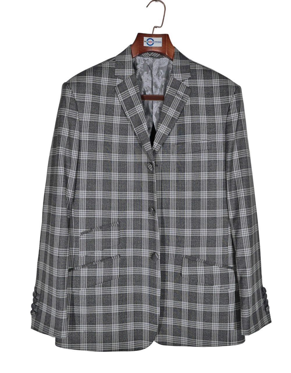 Charcoal Grey and White Tartan Check Jacket