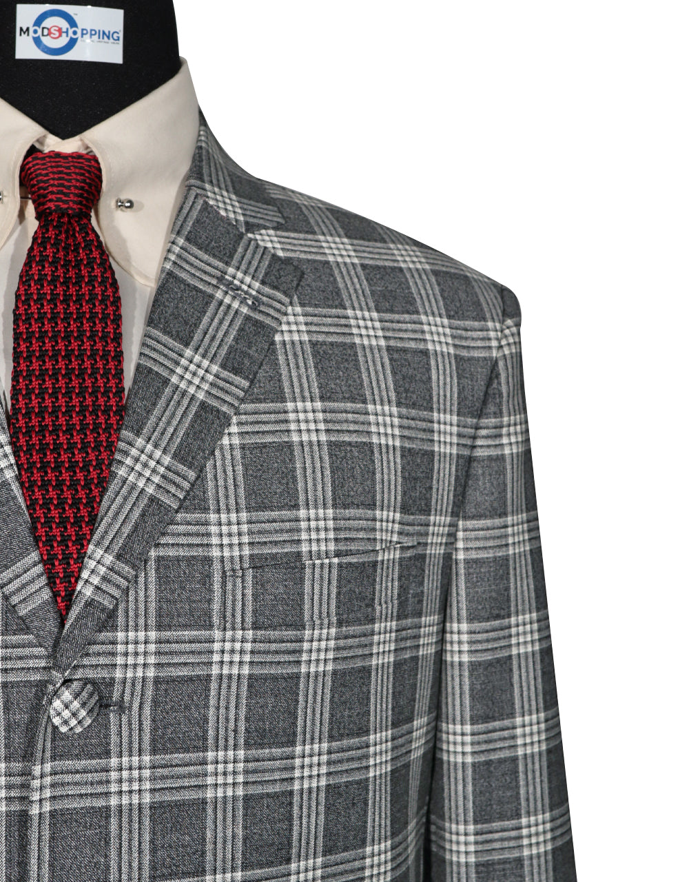 Charcoal Grey and White Tartan Check Jacket