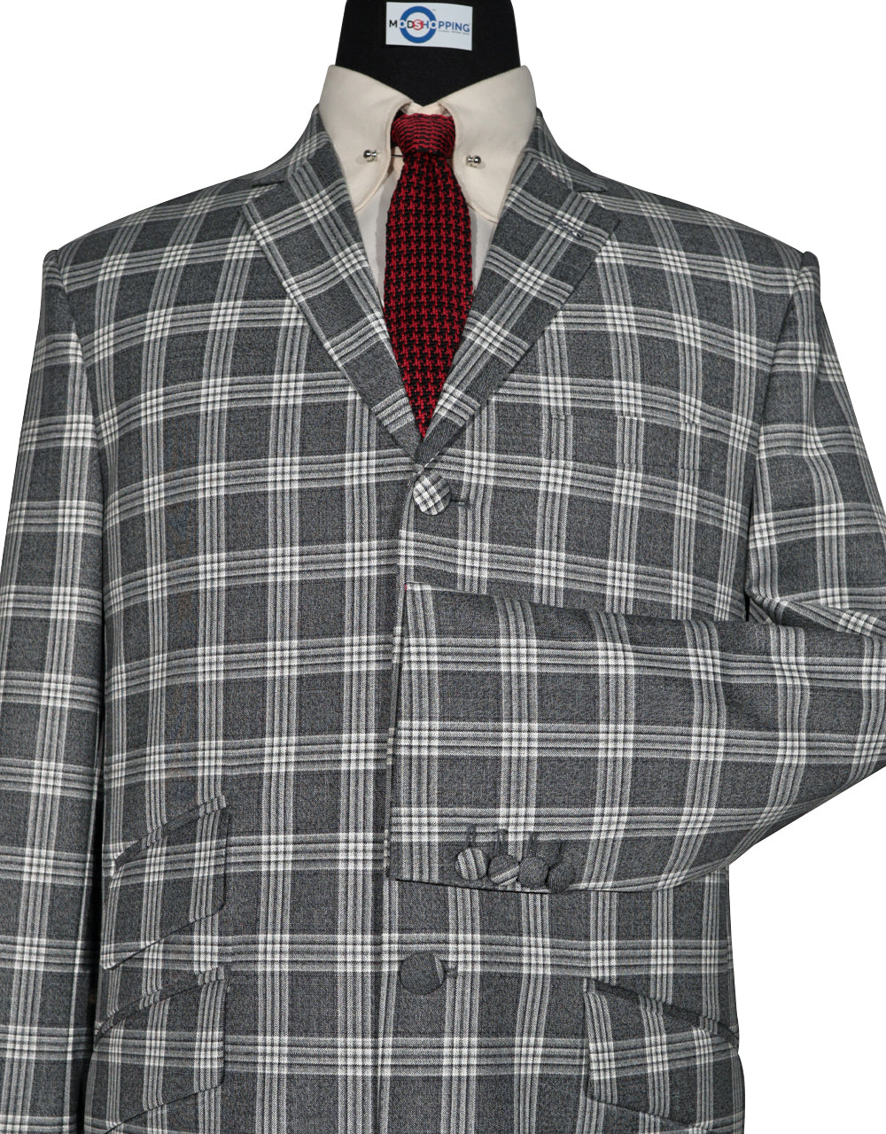 Charcoal Grey and White Tartan Check Jacket