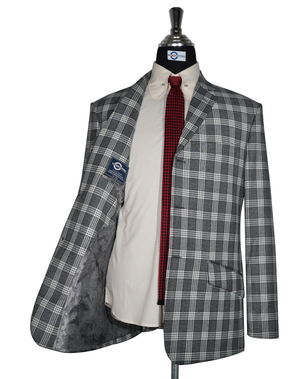 Charcoal Grey and White Tartan Check Jacket