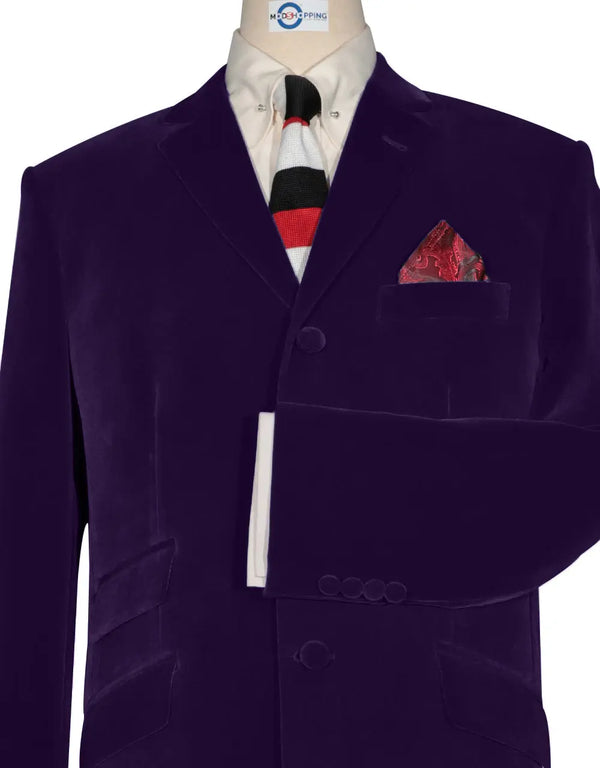 Copy of Copy of Velvet Jacket - 60s Mod Vintage Style Purple Jacket Modshopping Clothing