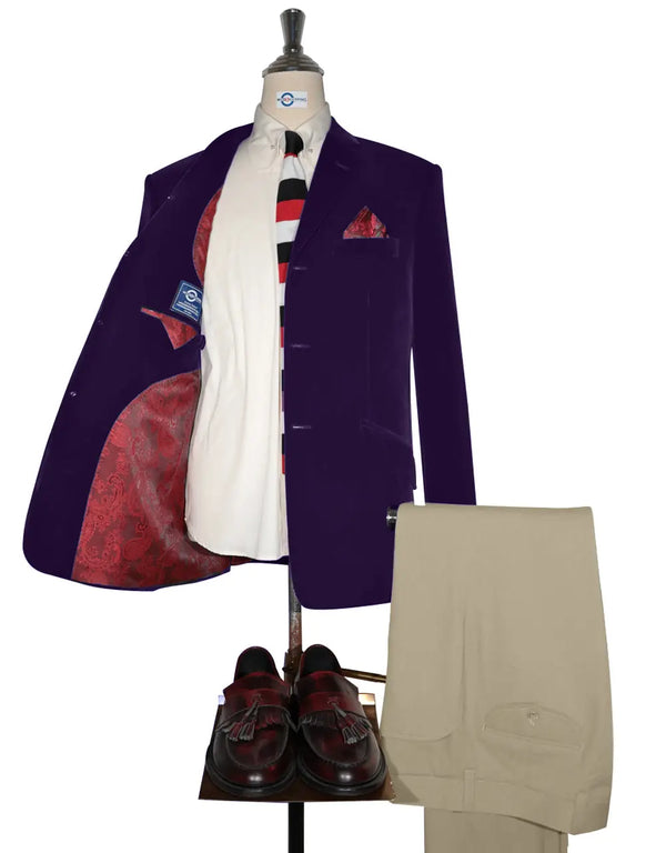 Copy of Copy of Velvet Jacket - 60s Mod Vintage Style Purple Jacket Modshopping Clothing