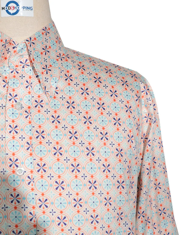 Copy of Flower Shirt - 60s  Style Orange Flower Shirt Modshopping Clothing
